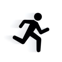 Vector Running Human Icon silhouette with shadow isolated on white